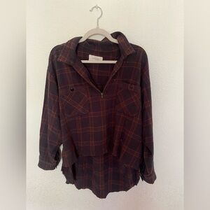 THE GREAT. Brown and Black Plaid Shirt